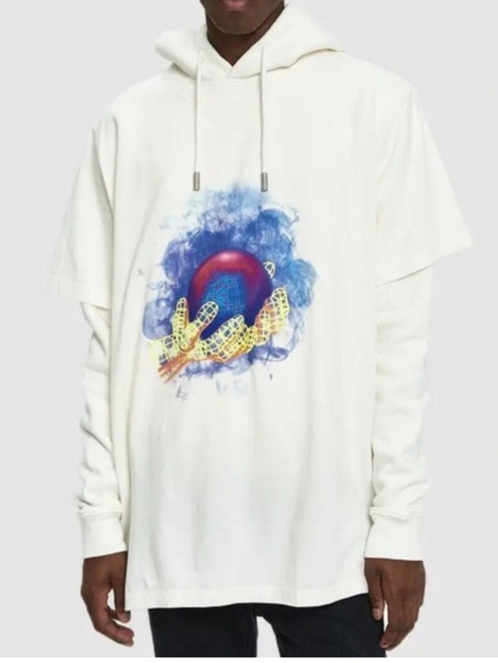 NEW Off-White c/o Virgil Abloh 2018 Mens World Hand Layered Hoodie Size L